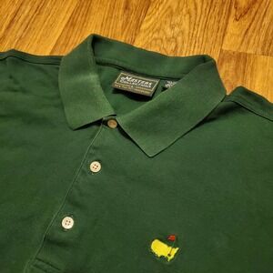 Vintage Masters Golf Polo Shirt Men Large Green Augusta Masters Collection Pima